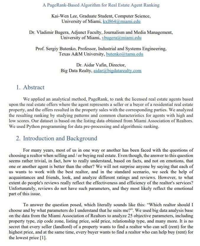 page 1 of “A PageRank-Based Algorithm for Real Estate Agent Ranking”